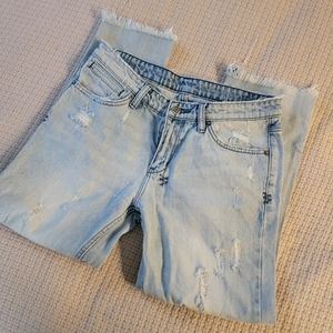 KSUBI STRAIGHT AND NARROW BLOW OUT BLUE JEANS